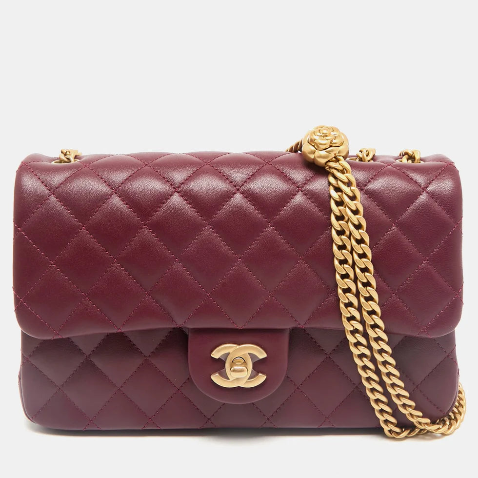 Chanel Camellia Crush Flap Bag – Black White Burgundy  (Medium)