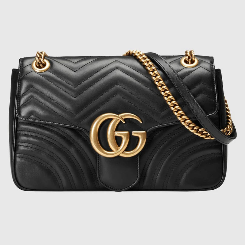 GUCCI Quilted Gg Marmont Pattern Shoulder Bag