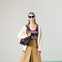 GUCCI Quilted Gg Marmont Pattern Shoulder Bag