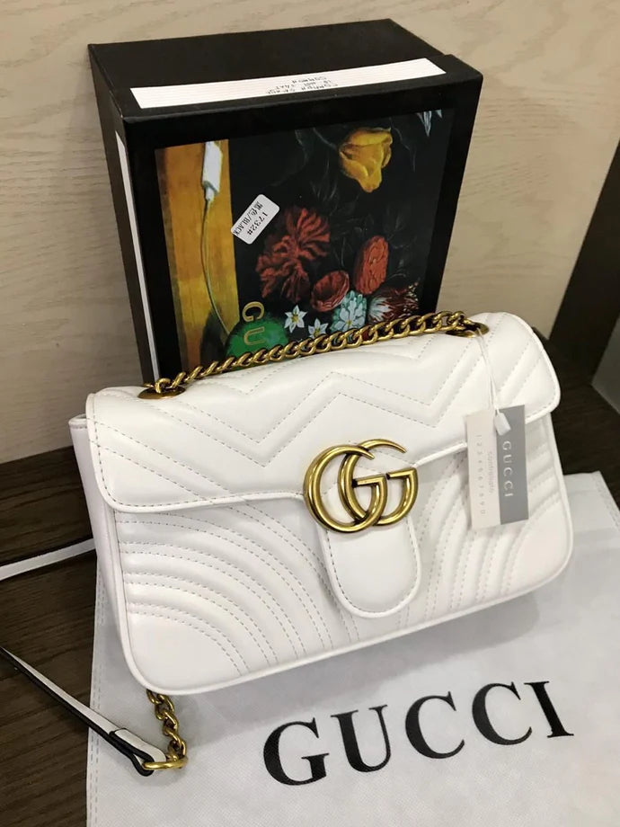 GUCCI Quilted Gg Marmont Pattern Shoulder Bag